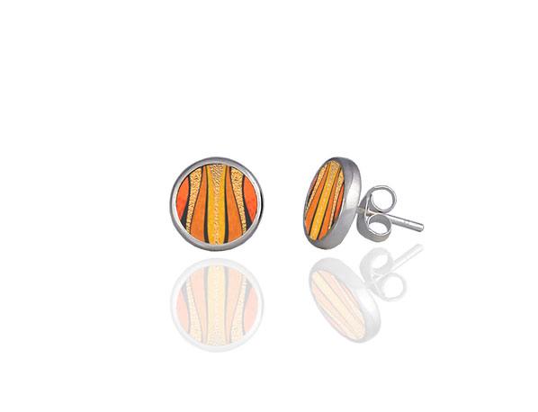 Cascade Orange sterling silver stud earrings
