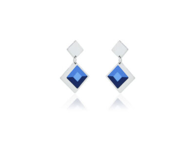 Cube-Blue-Sterling Silver Earrings